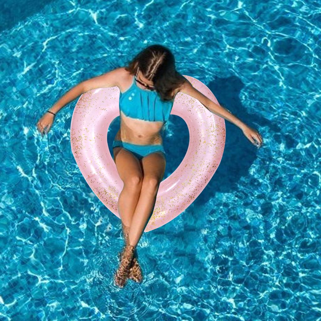 Ujuuu Inflatable Swim Rings 120cm, Gold Heart Shaped Summer Swimming Pool Float Ring Inflatable Pool Float Loungers Summer Water Fun Beach Pool Toys for Kids Adults Ujuuu Inflatable Swim Rings 120cm, Gold Heart Shaped Summer Swimming Pool Float Ring Inflatable Pool Float Loungers Summer Water Fun Beach Pool Toys for Kids Adults