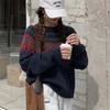 Gentle wind pullover sweater women's loose autumn and winter wear autumn and winter new retro knitted crew neck top