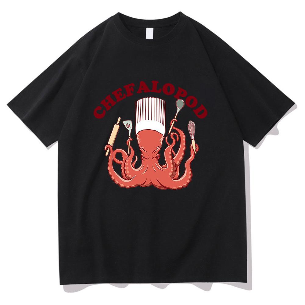 Gil Just 86d The Fish Tshirt Octopus Chef Funny Unisexunisex Clothing Harajuku Clothes Summer Tops Unisex Cotton Graphic T Shirts