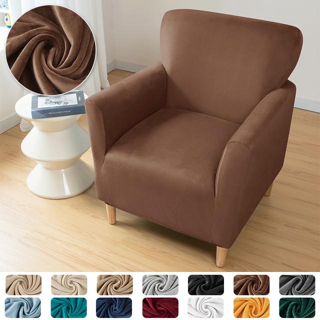 Velvet Tub Sofa Cover For Living Room Elastic Club Armchair Slipcovers Stretch Single Couch Chair Covers Home Bar Counter Hotel