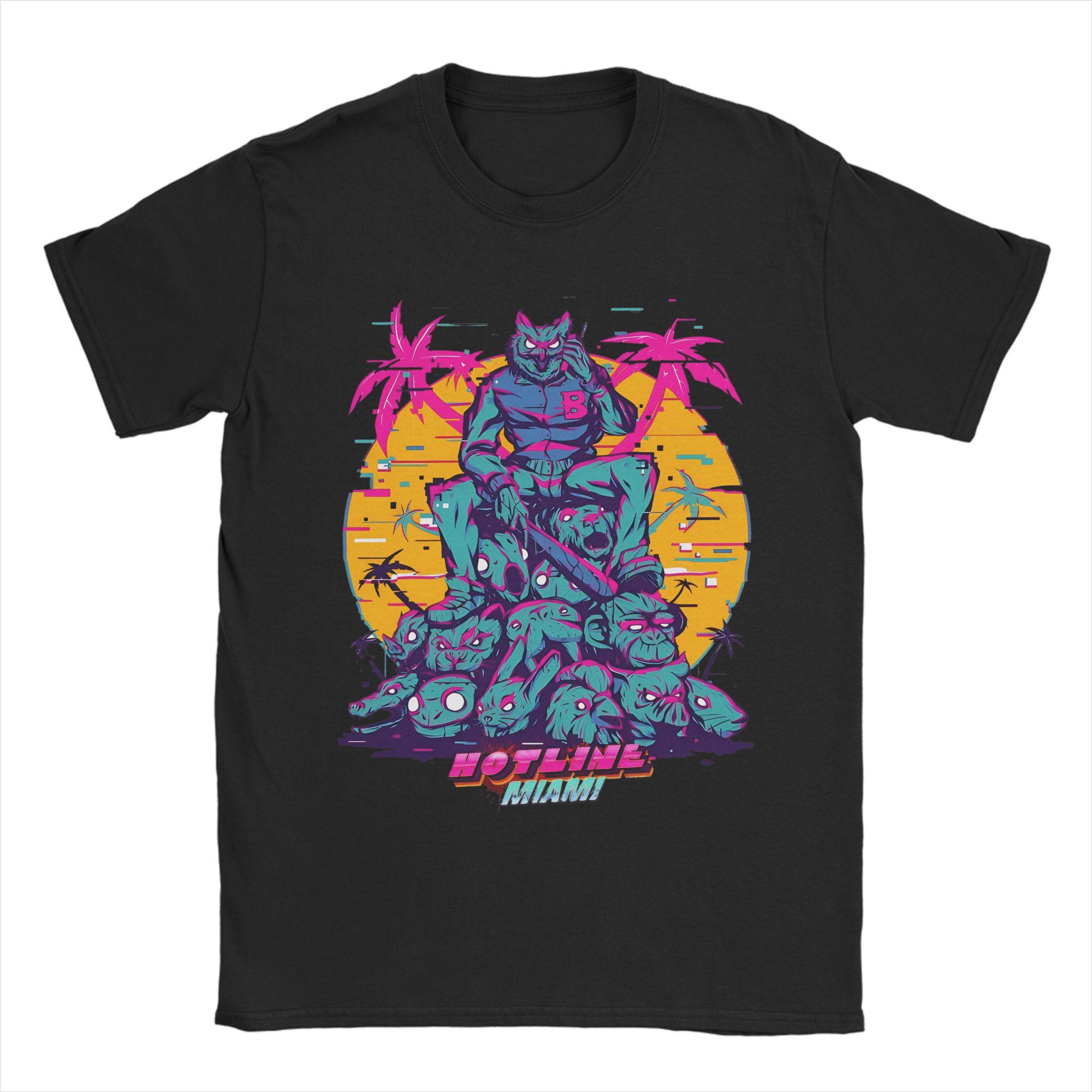 

Чоловічі футболки Hotline Miami З чистої бавовни Новинка З коротким рукавом Круглий виріз Футболки Подарункова футболка L