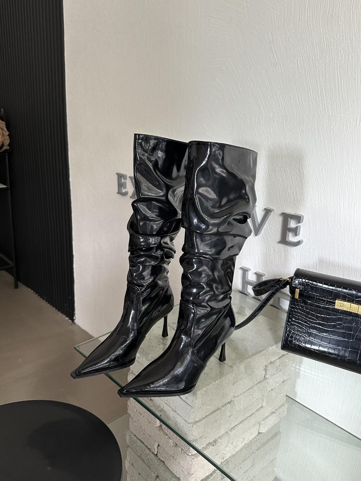 

Европейские и американские остроносые сапоги с набивкой из лакированной кожи черные сапоги женские высокие сапоги рыцарские сапоги на высоком каблуке коричневые сапоги на тонком каблуке 37 чёрный