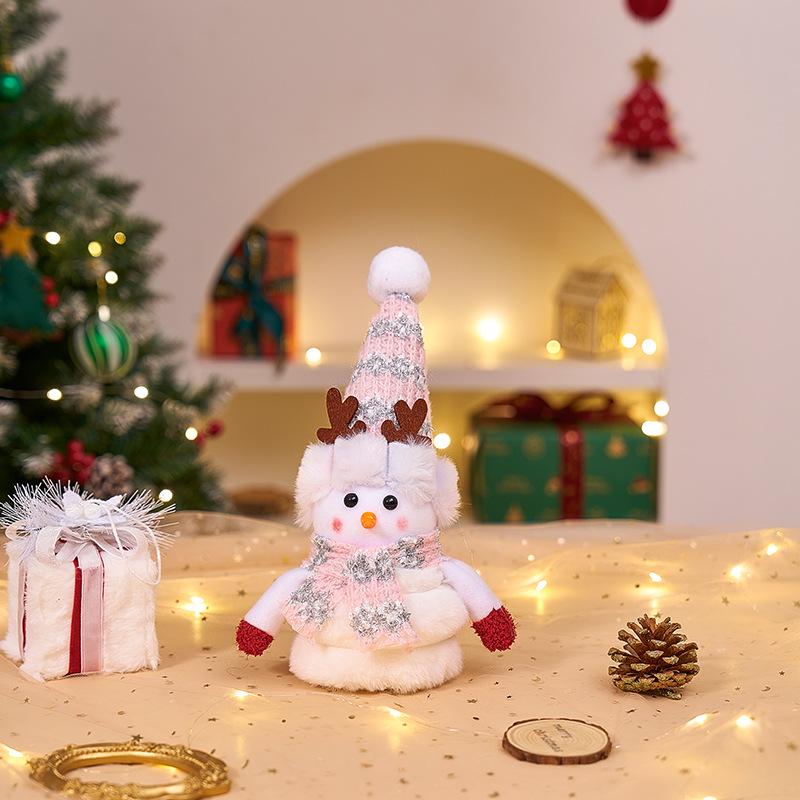 Christmas Snowman Plush Ornaments and Santa Doll Photo Props for Store Displays