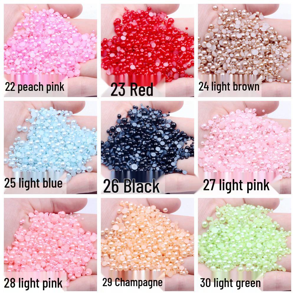 9mm Flat-back Half-round Pearl Beads - 100 Pcs for DIY Phone Case Decoration