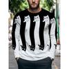 Men's Casual Autumn and Winter Printed Long-sleeved Crew Neck T-shirt