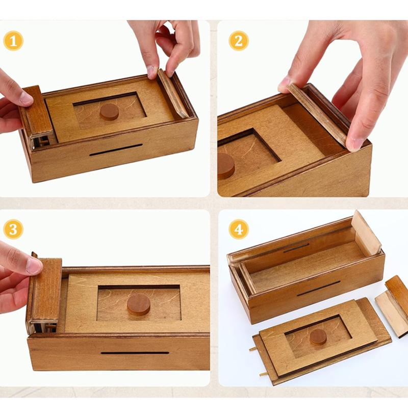 Surprise Secret Box Brain Teaser Wooden Puzzle Boxes with Hidden Compartments Creative Gift Ideas For Adults Teens Kids