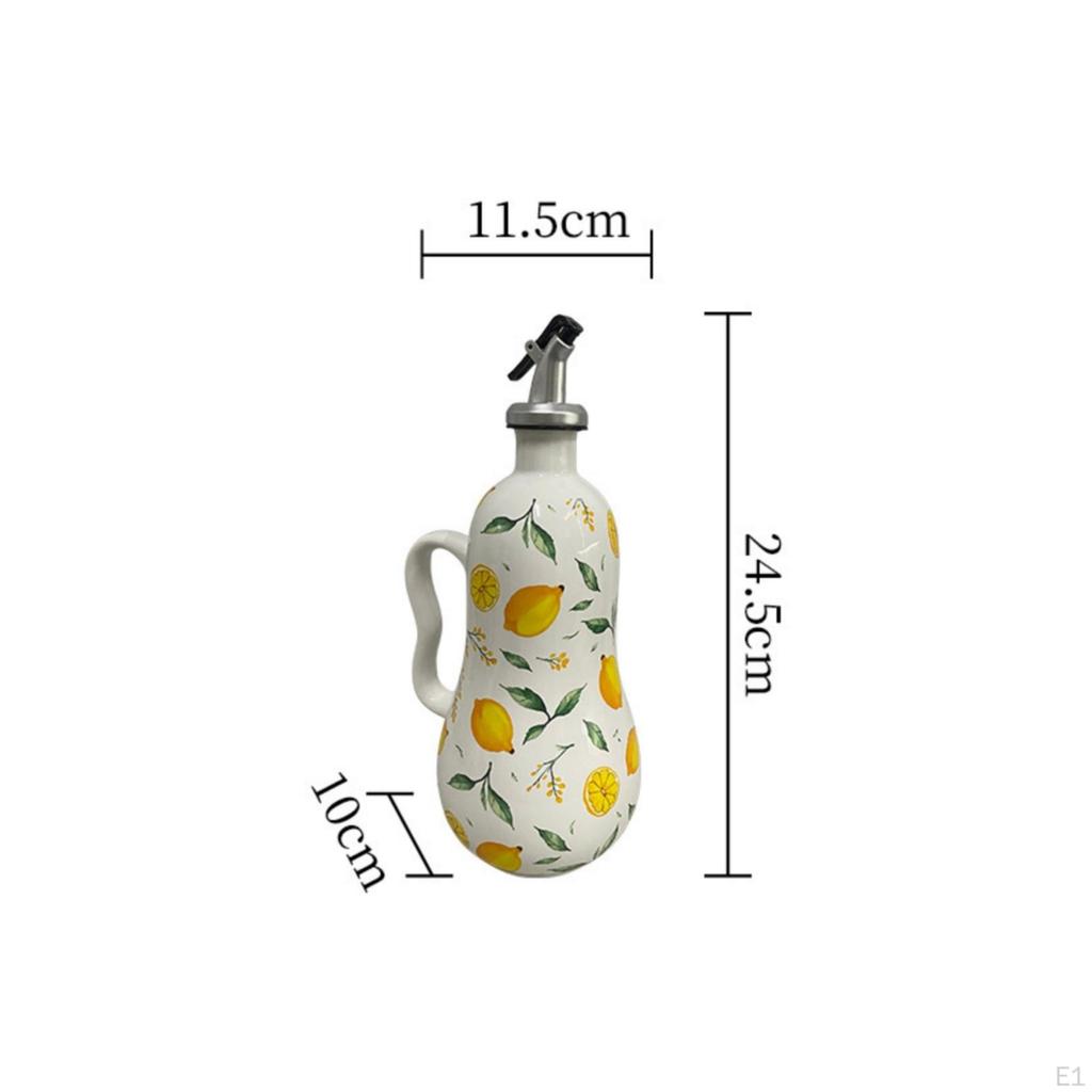 Ceramic Oil Dispenser Elegant with Handle Decorative Acidic Condiment Bottle
