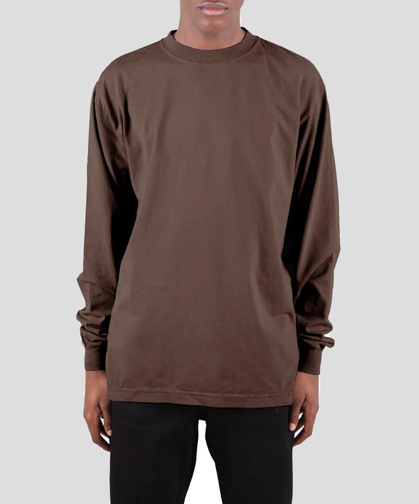 SHAKA WEAR 7.5Oz Garment-Dyed Plain Oversized Long Sleeve T-Shirt_Mocha