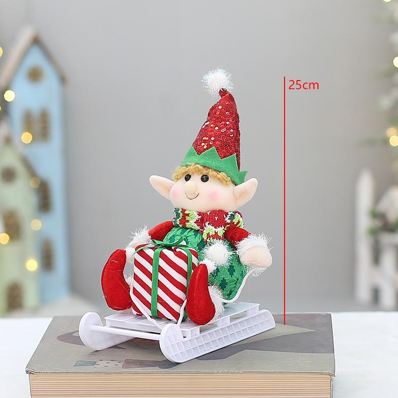 Christmas Fabric Lying Telescopic Sleigh Elf Doll Christmas Party Gift Decorative Supplies Ornaments