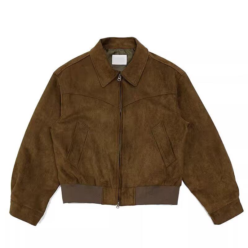 Korean Men's Suede Zipper Flight Jacket - Autumn/Winter Trend