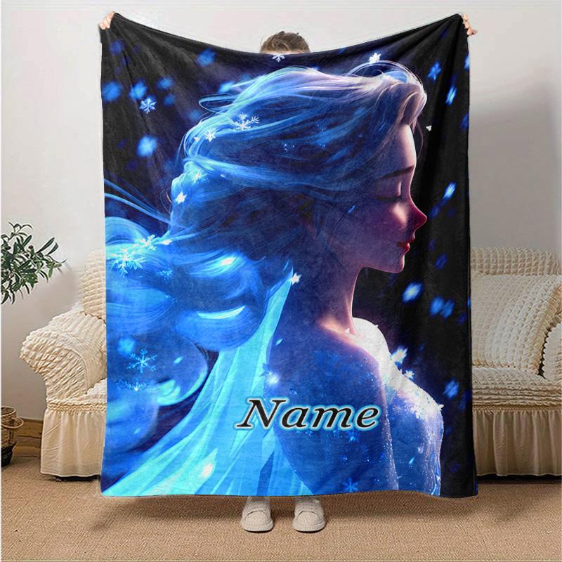 Custom 1pc Elsa's Winter Fantasy Blanket, Soft And Comfortable Blanket, Casual Warm, Camping Travel Blanket, Birthday Gift Q91065