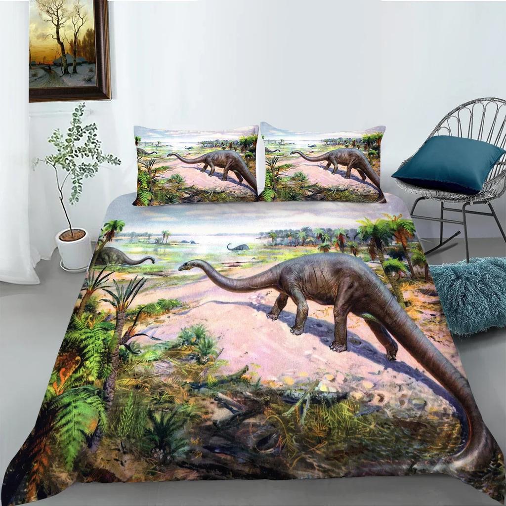 Print Dinosaur Bone Skeleton Child Soft Duvet Cover Beding Set Microfiber Fabric Bedrom Quilt Set featuring Pilowcases Double Single