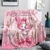 1PC My Melody Pink Print Flannel Blanket, High quality All Seasons, Home Decor, Warmth and Comfort, Perfect for Christmas Gifts