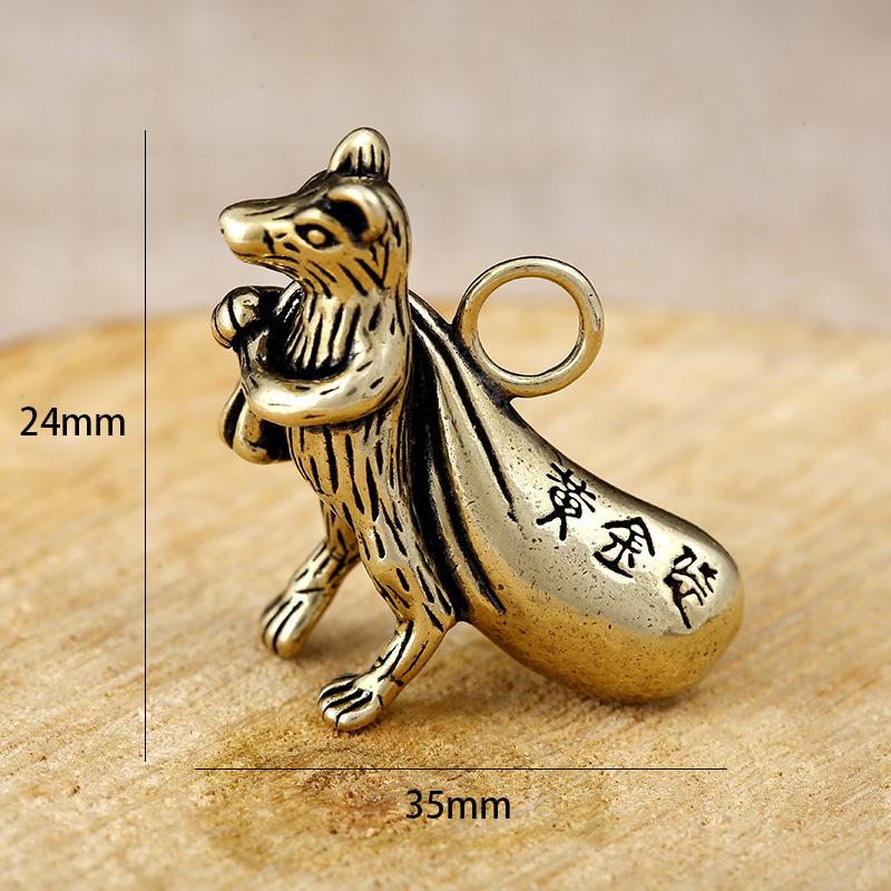 Porte-clés rétro en laiton avec animaux du zodiaque - Pendentif clé simple et mignon