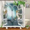 3D Window Opening Scenery Natural Landscape Printed Shower Curtain Washable Bath Curtain Bathroom Decoration With Hook Curtain