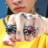 Retro Dragon Claw Black Red Resin Gem Large Ring for Men Punk Gothic Rock Hiphop Open Ring  Designer Jewelry Biker Accessories