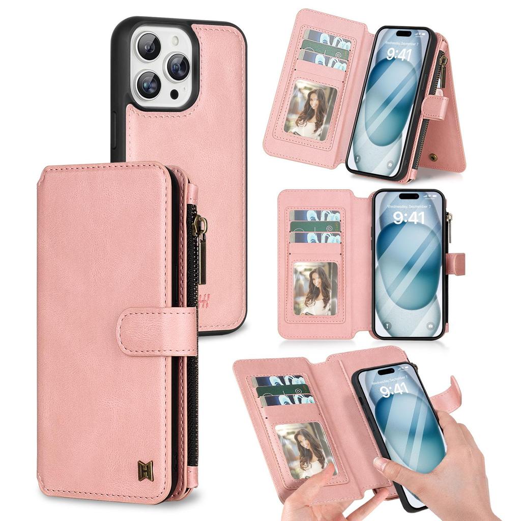 iPhone 16 Pro Multifunctional Leather Wallet Case with Detachable Magnetic Protection