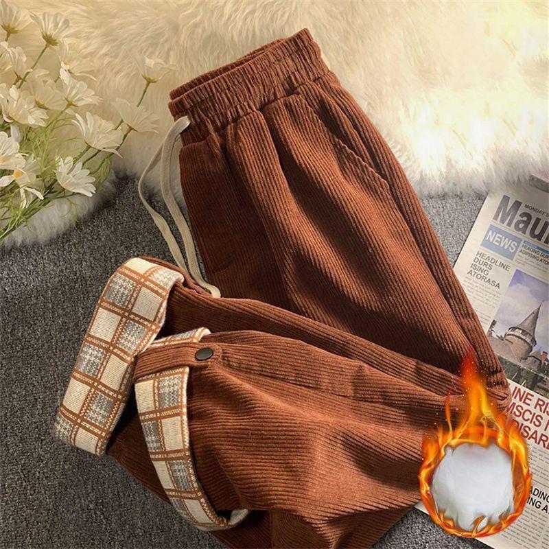 

Зимние прямые брюки, свободные и тонкие широкие брюки, женские флисовые утолщенные модные брюки для полных 6XL