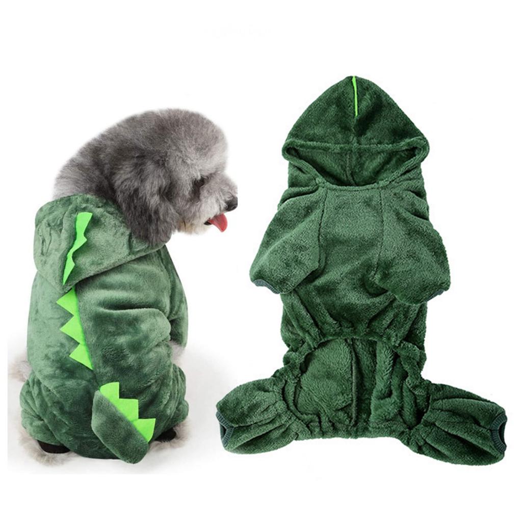 Dog Cartoon Costume Cute Dinosaur Shape Soft Coral Fleece Warm Dog Halloween Costume Winter Hoodie Clothes for Dogs Cats