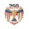 Women Brooch Golden 3D Number 250 Rhinestones Mechanical Gear Base Metallic Design Brooch Pin Sparkling Number Badge