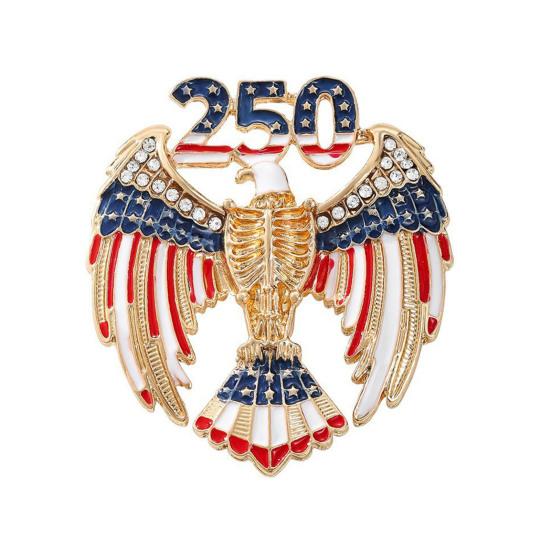 

Women Brooch Golden 3D Number 250 Rhinestones Mechanical Gear Base Metallic Design Brooch Pin Sparkling Number Badge eagle