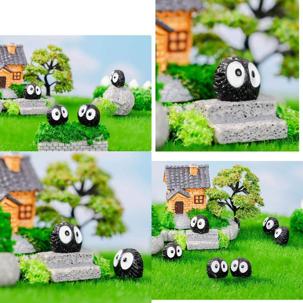 Harz Miniatur Moos Sukkulenten Landschaft Dekor Schwarzer Kohlenstaub Elf Cartoon Stil DIY Ornament
