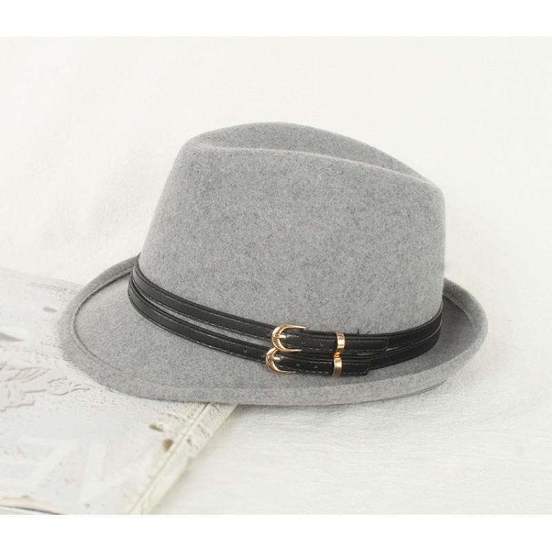 Womens Wool Felt Fedora Hat Winter Vintage British Style Short Brim Adjustable Jazz Cap