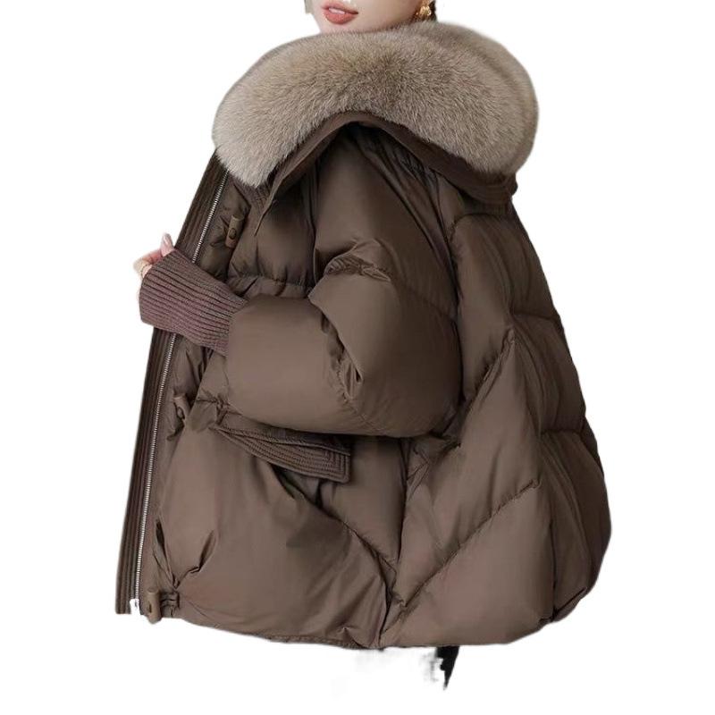 Parkas d'hiver à la mode pour femmes Vêtements d'extérieur à capuche Grande taille Col en fausse fourrure ample Vestes d'hiver épaisses et chaudes pour femmes