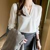 Spring Korean Style Long Sleeve Shirt Elegant White Chiffon Blouse Office-lady Loose Socialite Womens Tops
