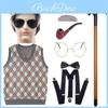 Versatile Grandfather Wig Ensemble Featuring Short Hair And Stylish Vest For Theatrical Performances
