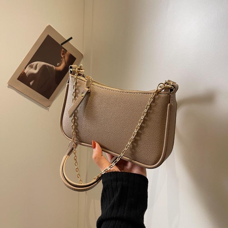New Lychee Pattern Chain, Armpit Bag, Retro Small Square Bag for Women, One Shoulder Oblique Span Bag for Women