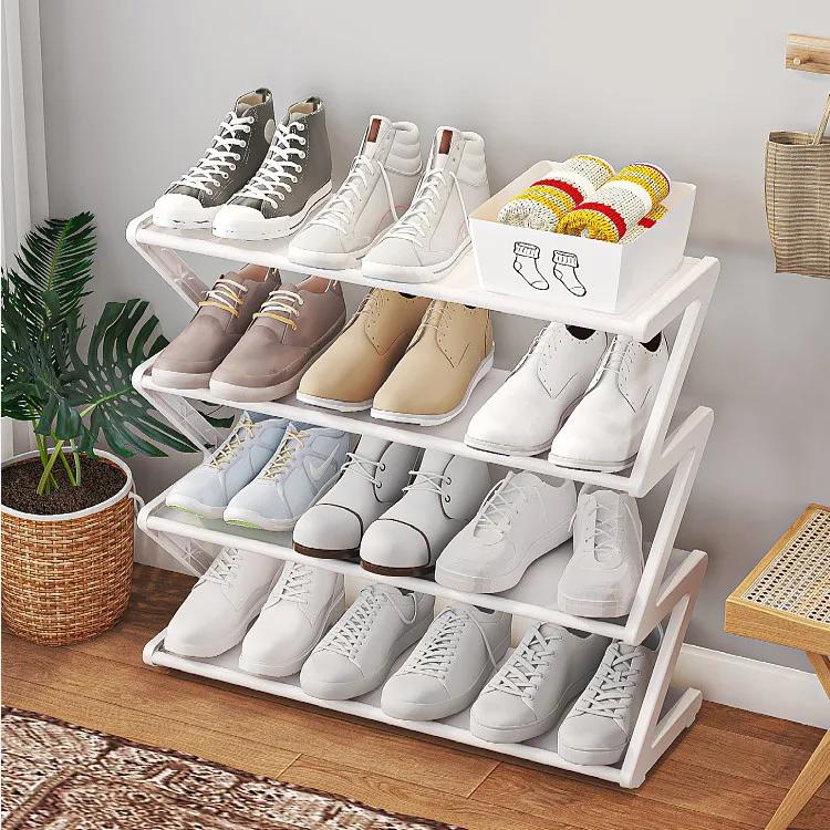 4-stufiger Edelstahl-Schuhregal-Organizer, Unabhängiger Schuhschrank Multifunktionaler Eingangsschuhschrank Flurschuhschrank