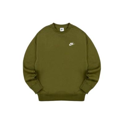 Nike Jednobarevná mikina s logem a výšivkou, sportovní, s kulatým výstřihem, pánská, zelená BV2663-327