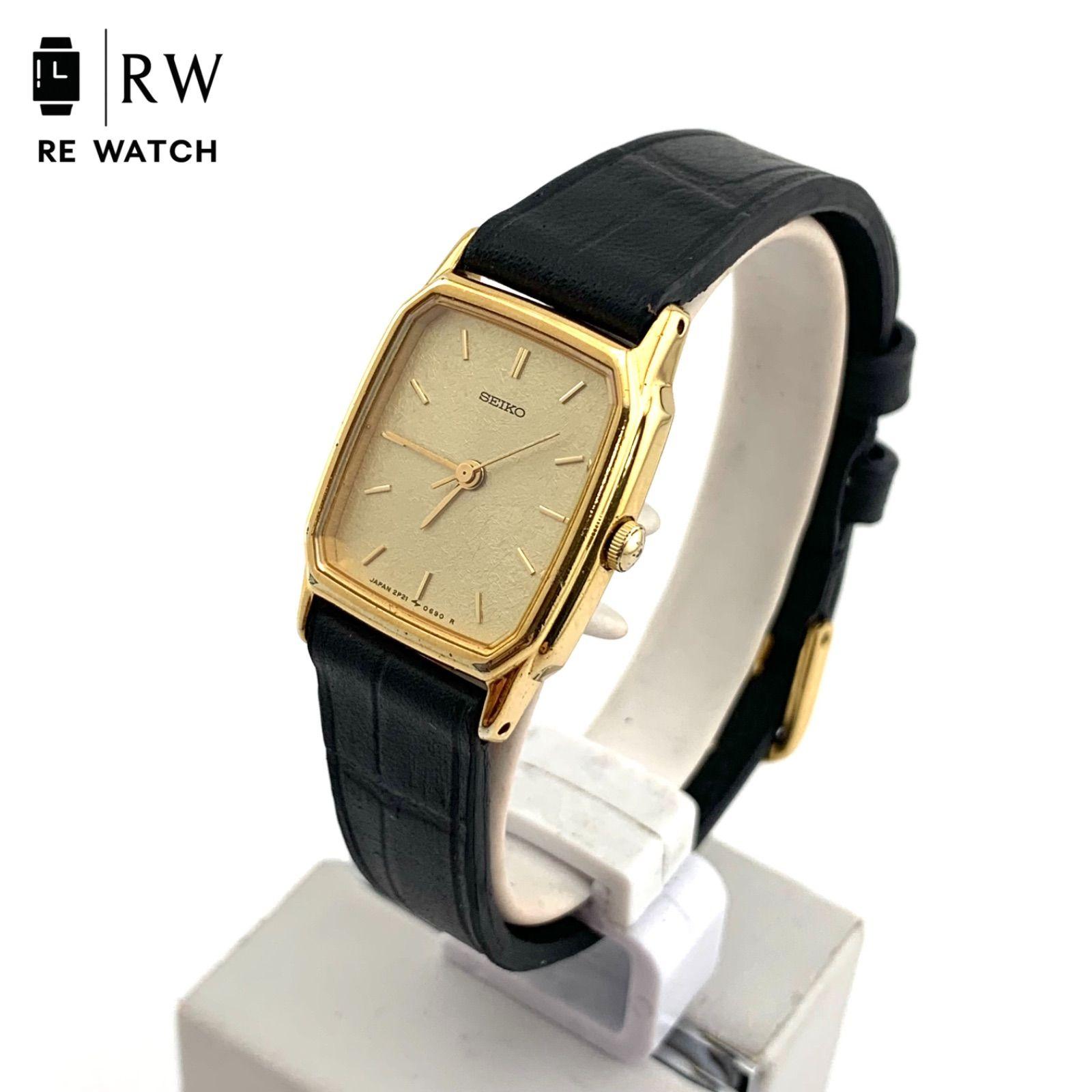 [Б/У] Кварцевые наручные часы SEIKO 2P21-5220 с золотым циферблатом