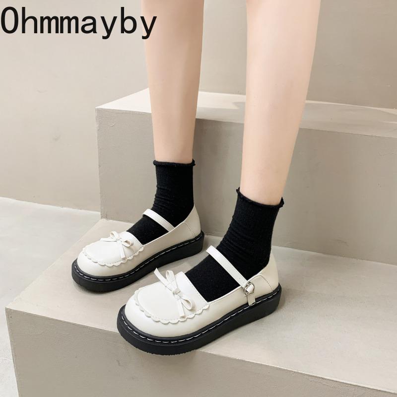 New Spring Lolita Women Mary Jane Shoes Concise Shallow Round Toe Shoes Ladies Concise Outdoor College Style Leather Shoes