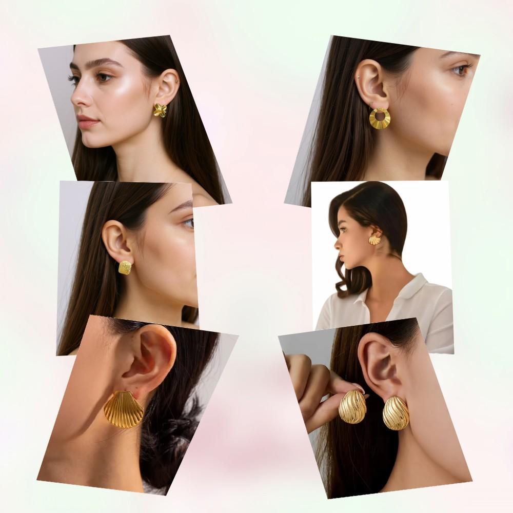 Klassische Mehrstil-Vintage 18 Karat Vergoldung Schmuck Ohrstecker Edelstahl Geometrischer Stab Minimalistische Ohrringe für Frauen