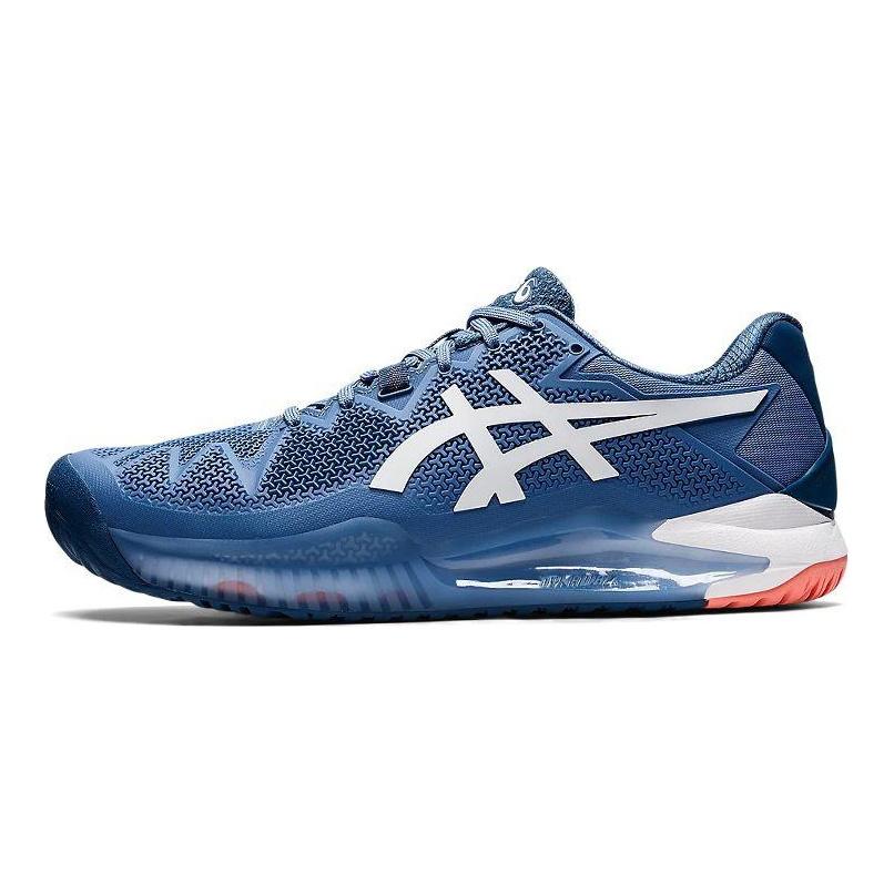 Asics Gel Resolution 8 2E Široké Modrá Harmonie Pánské Tenisky Bílé 1041A113-404