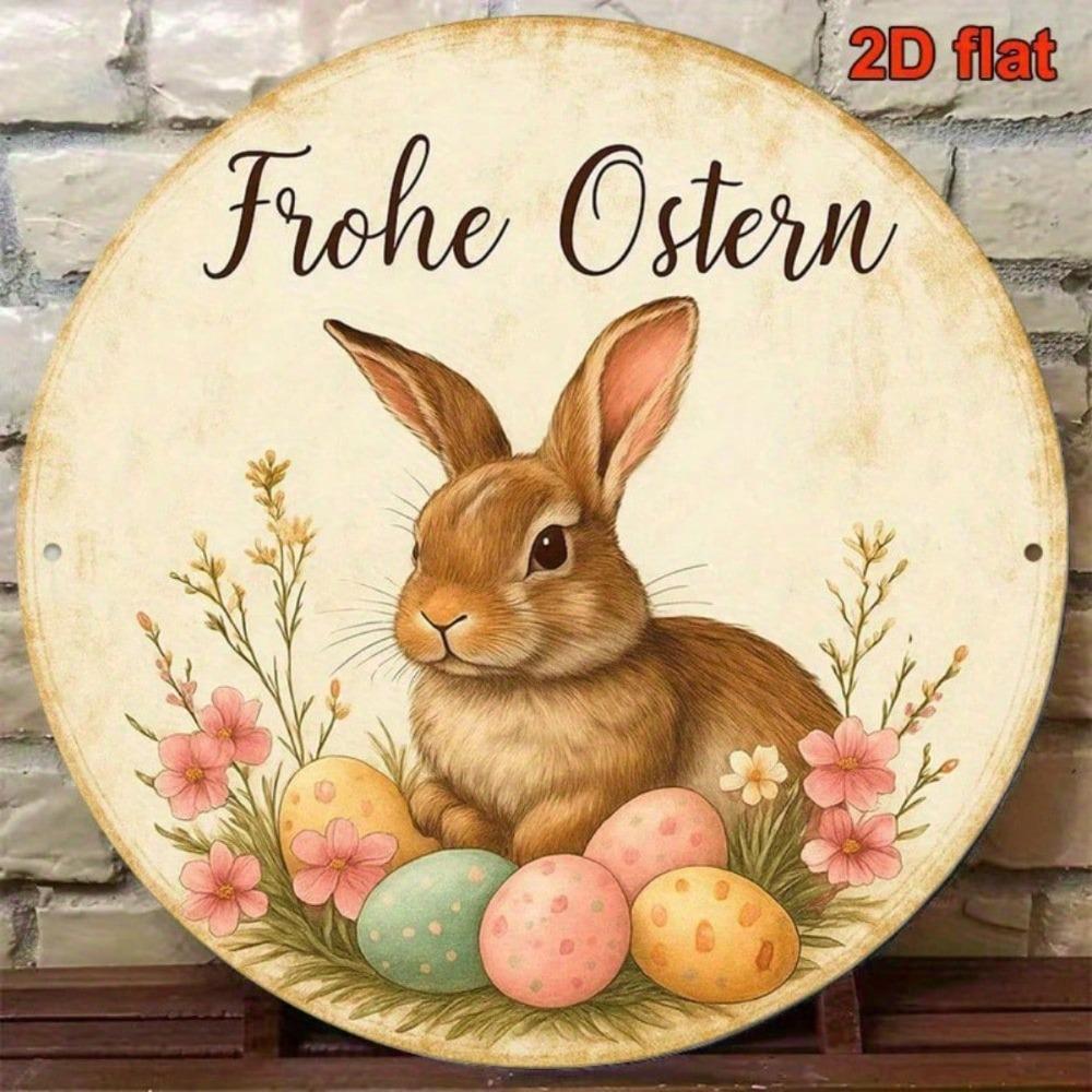 Vintage Easter Metal Sign Wall Decor Bunny Egg Home Decoration