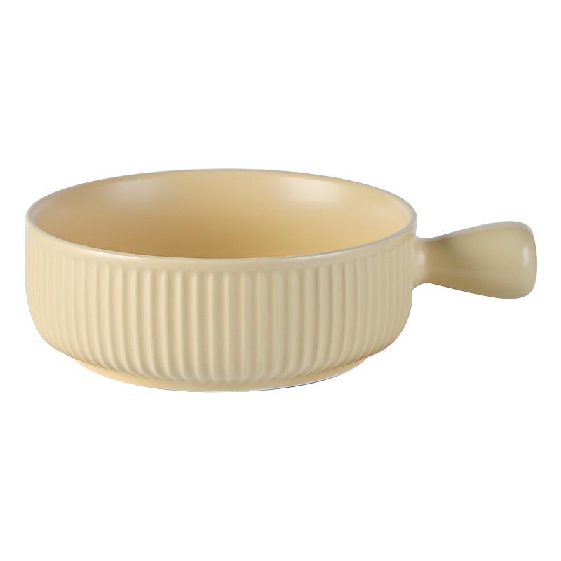 Nordic Style Ceramic Hand Handle Bowl Household Baking Bowl Microwave Oven Baked Rice Bowl Instant Noodle Bowl Salad Bowl Breakfast Bowl