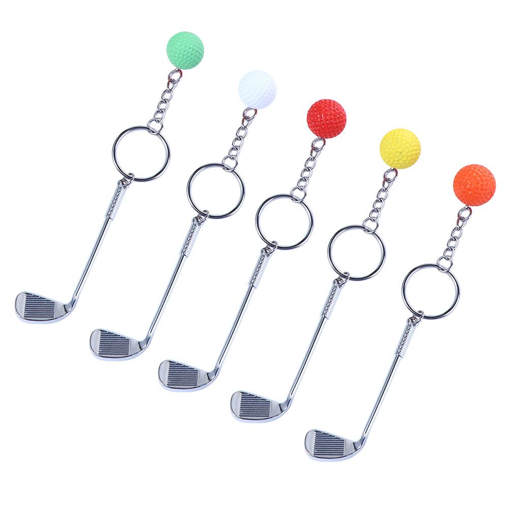 Car Key Chain Bag Charms For Gift Metal Keychain Golf Ball Key Chain Mini Golf Racket Ball Pendant