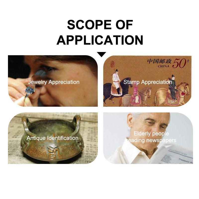 40X Handlupe mit zwei LED-Leuchten Identifikation Schmuck Diamant Jade Spiegel HD Lupe