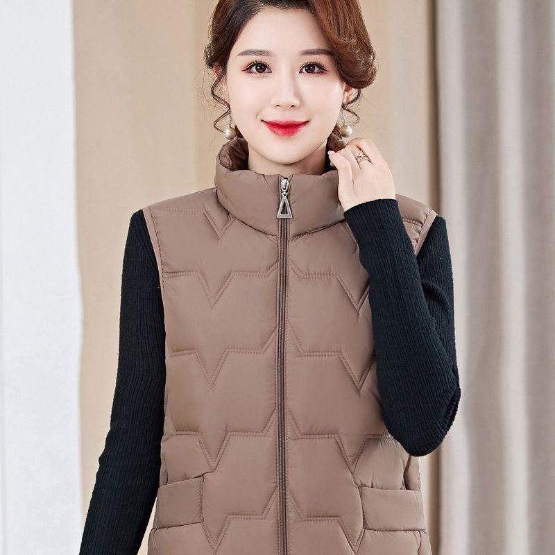 

Пожилой Хлопковый Жилет Мама Носит Хлопковый Воротник-стойка Повседневный Жилет Теплый Зимний 5XL кофейный