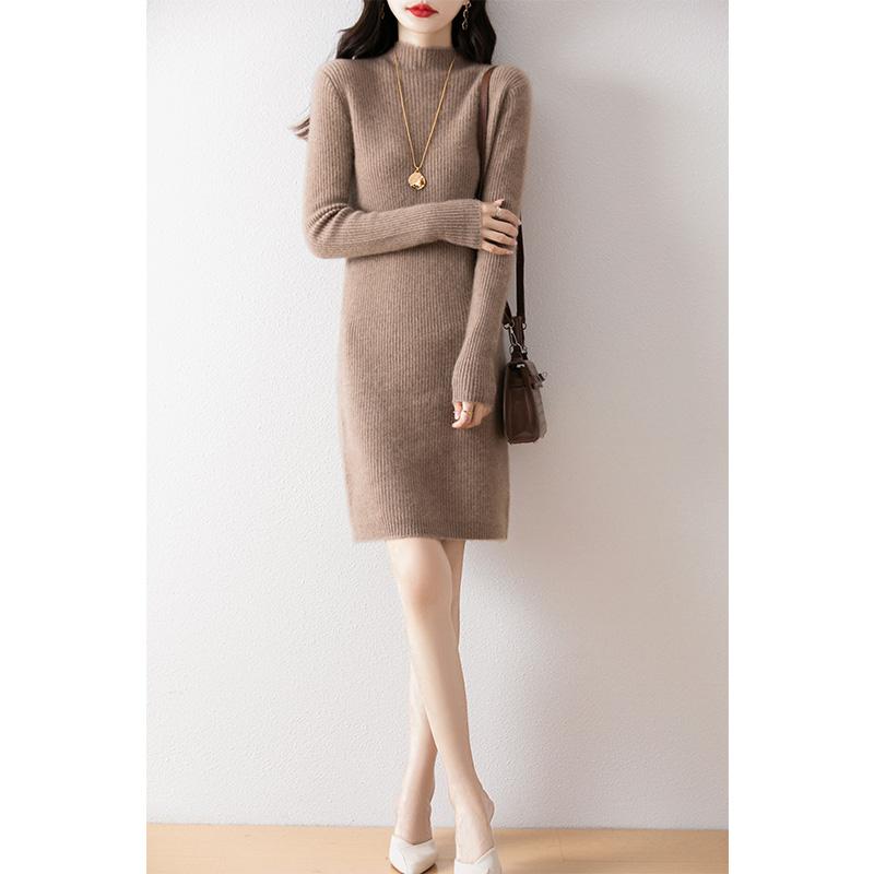 Sukienka damska z kaszmiru Qinghe kaszmir 30% kaszmir 70% wełna jesienno-zimowa spódnica z kaszmiru miękka i ciepła