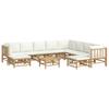 11 Piece Garden Lounge Set with Cream Colored Cushions Bamboo