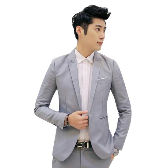 Men's Fashion One Button Suit Coat Wedding Business Casual Slim Lapel Jacket