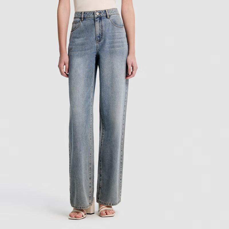 ELLASSAY Women s Simple Denim Wide-Leg Jeans S