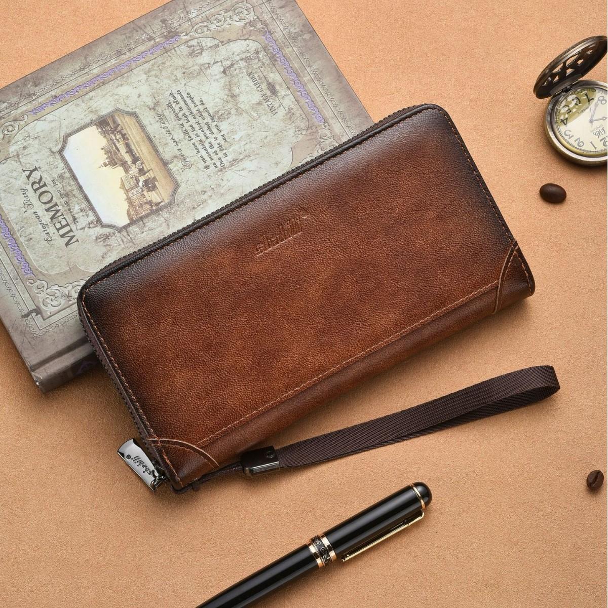 

Men Wallets Vintage Business Zipper Long Wallet Clutch Purse Coin Card Holder 19.5 * 10.5 * 2.5cm дубильна кора