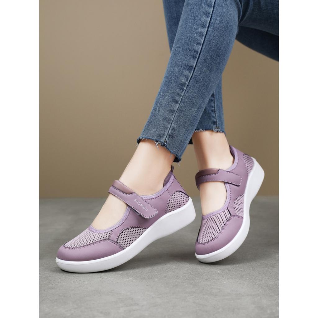New Breathable Casual Shoes for Women In Summer Soft Soled Non Tiring Velcro Shoes