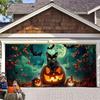 7 X 16ft Halloween Garage Door Cover Large Skeleton Graveyard Hanging Backdrop Door Banner for Halloween Yard Front Porch Wall Decoration