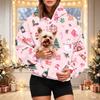 Women's Christmas Print Hoodie with Pet Pocket, Casual Winter Holiday Sweatshirt